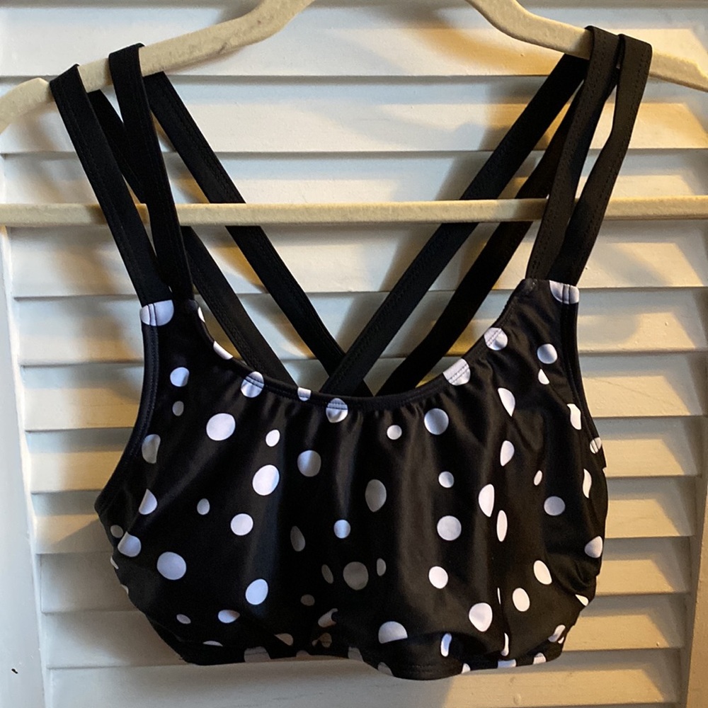 NWOT Yonique SM Black & White Polka Dot 3 Piece Tankini - Picture 6 of 16